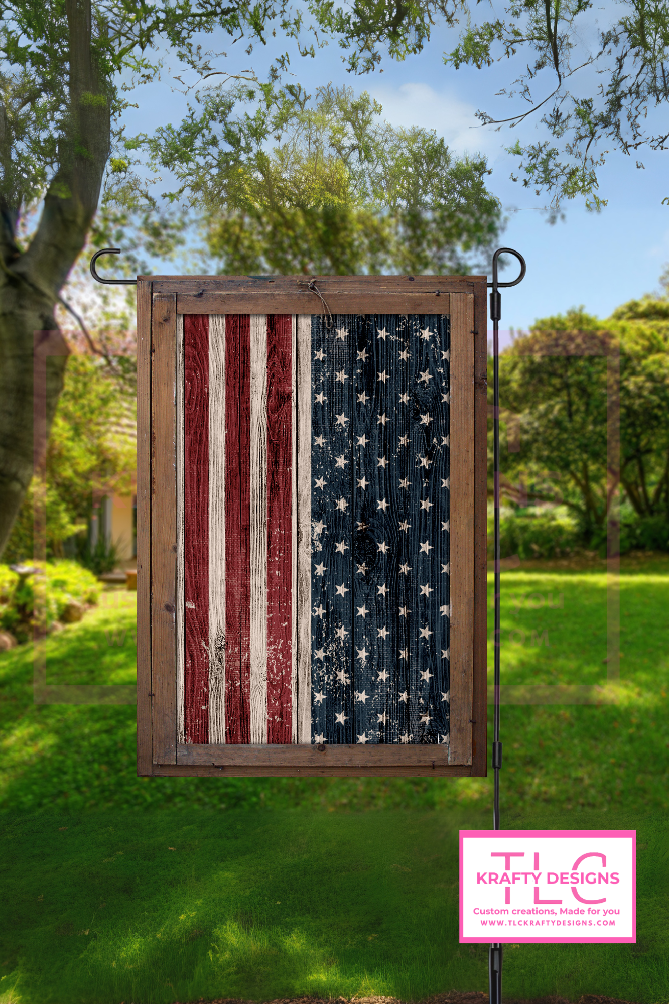 Happy 4th Y’all Garden Flag – Patriotic Sunflower with American Flag Design