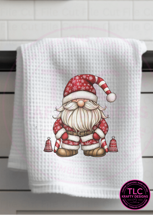 Santa Gnome Christmas Towel – Festive Farmhouse Holiday Kitchen Décor 🎅✨🧑🎄