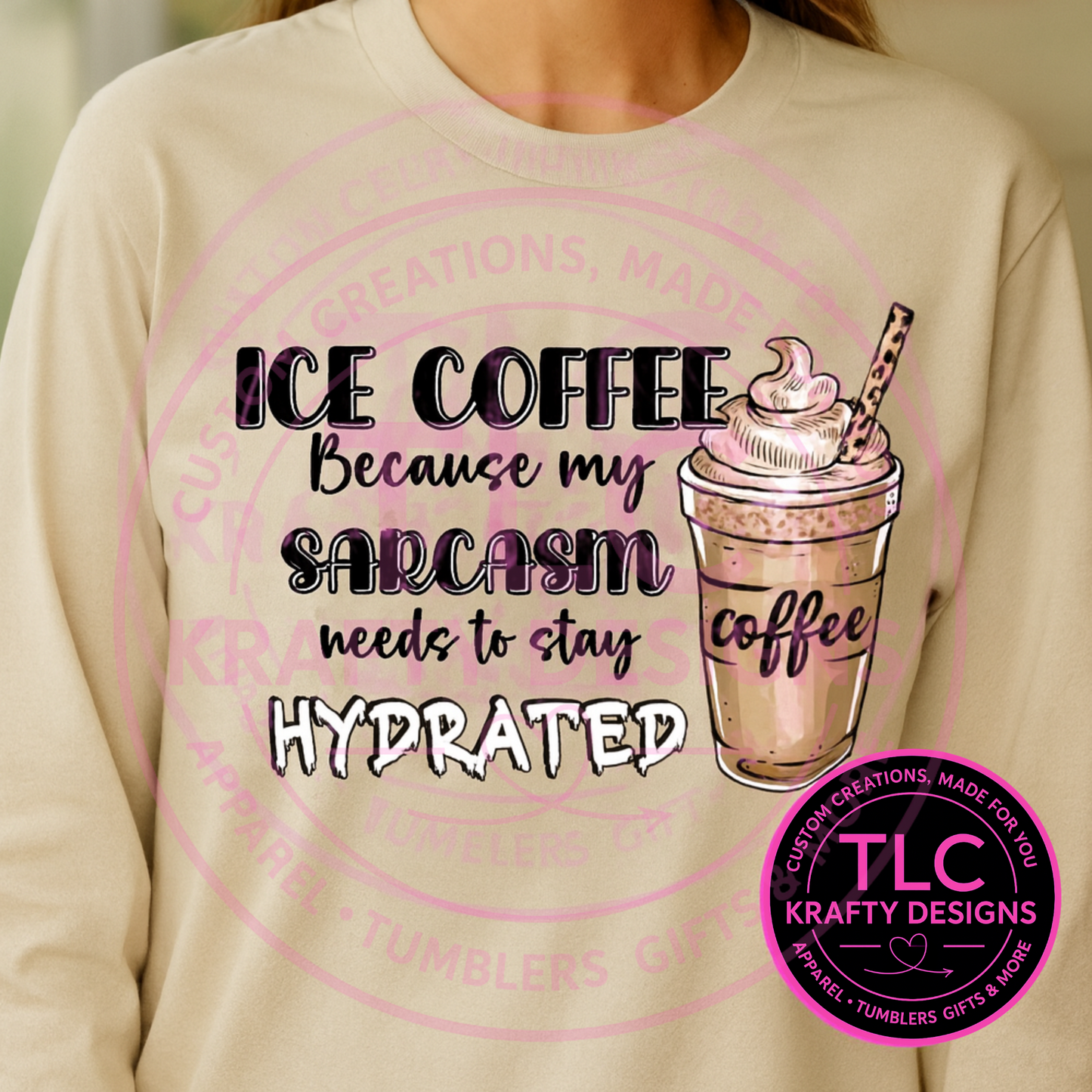 Iced Coffee & Sarcasm Shirt – Funny Coffee Lover Graphic Tee