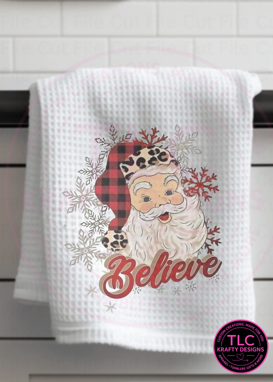 Believe Santa Christmas Towel – Vintage Farmhouse Holiday Kitchen Décor 🎅✨❄️