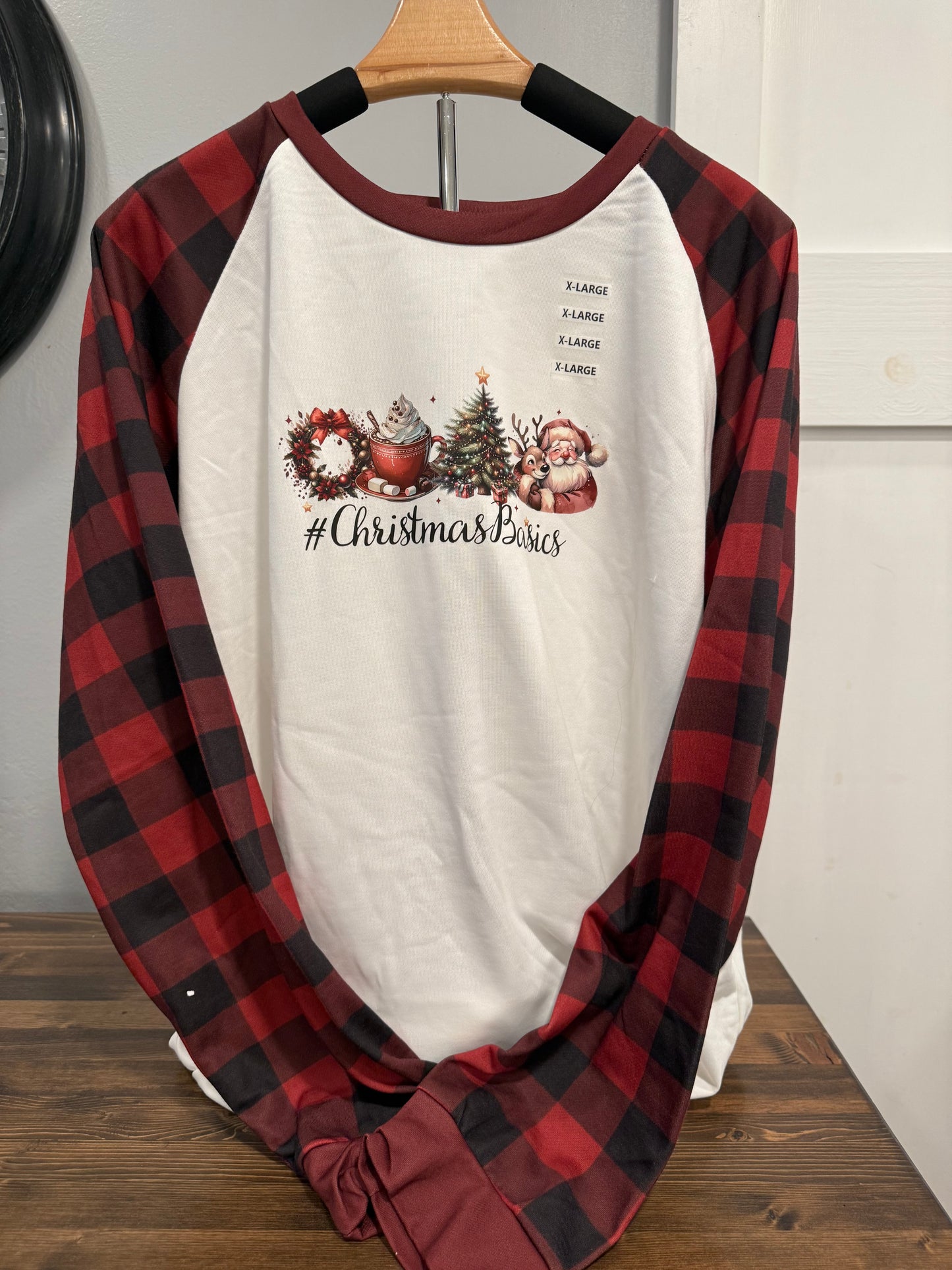 Christmas Basics Raglan Top – Red Buffalo Plaid Holiday Long Sleeve