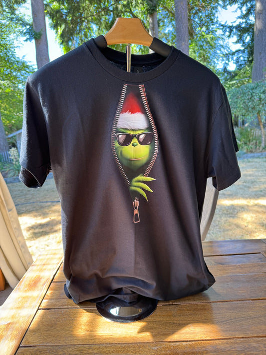 Cool Christmas Peek-a-Boo Tee – Funny Santa Shades Holiday Shirt (Short or Long Sleeve)