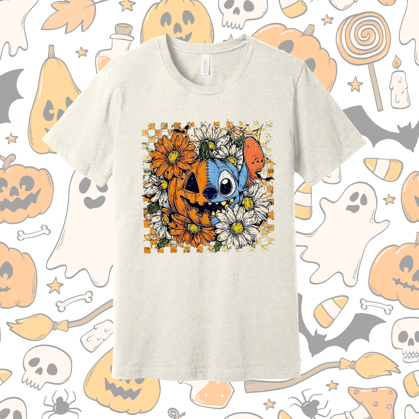 Pumpkin Patch Mischief Tee – Fall Floral Halloween Shirt (Tee, or Long Sleeve)