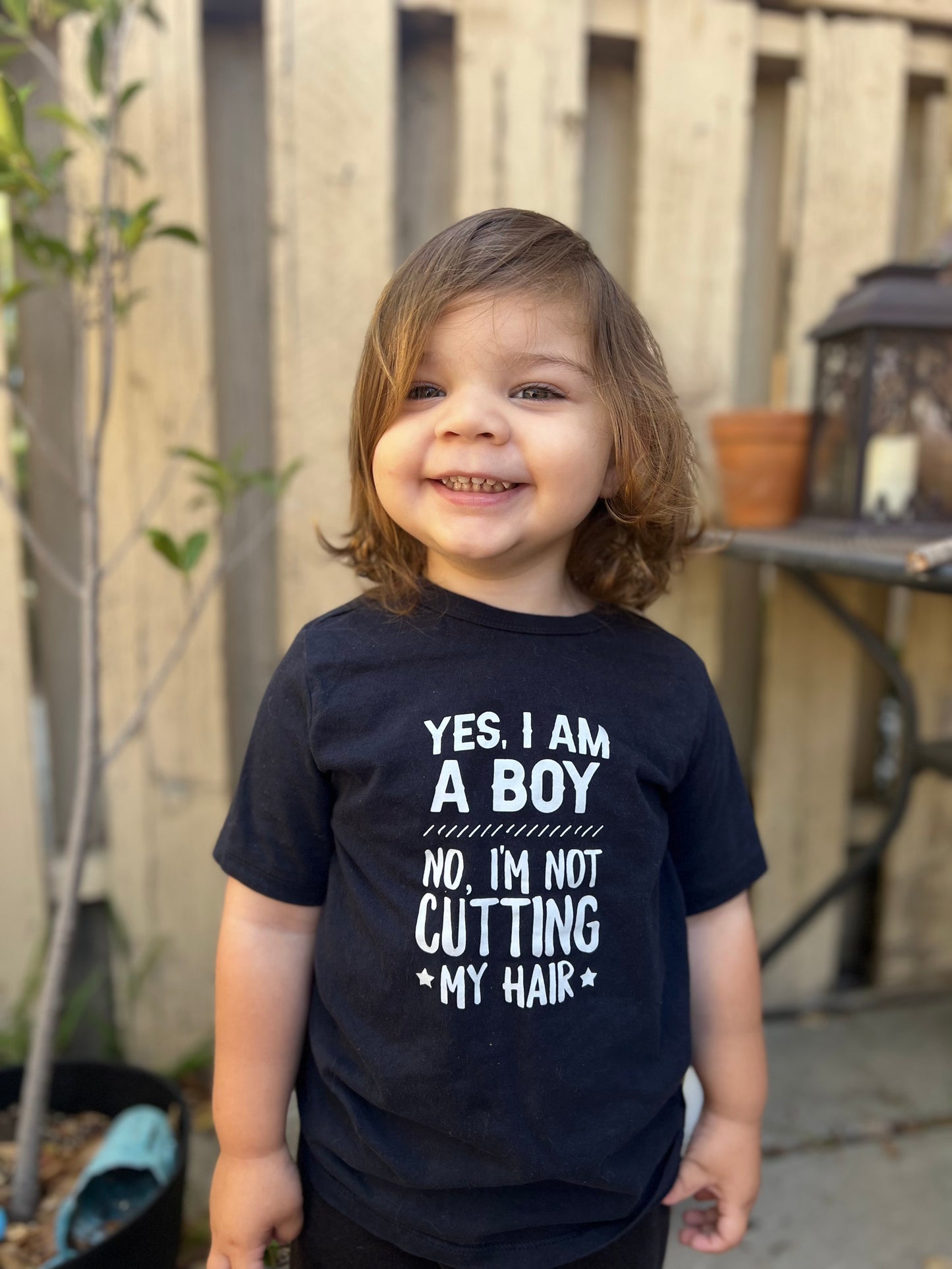 “Yes, I Am a Boy” Toddler Tee – Long Hair Don’t Care Shirt