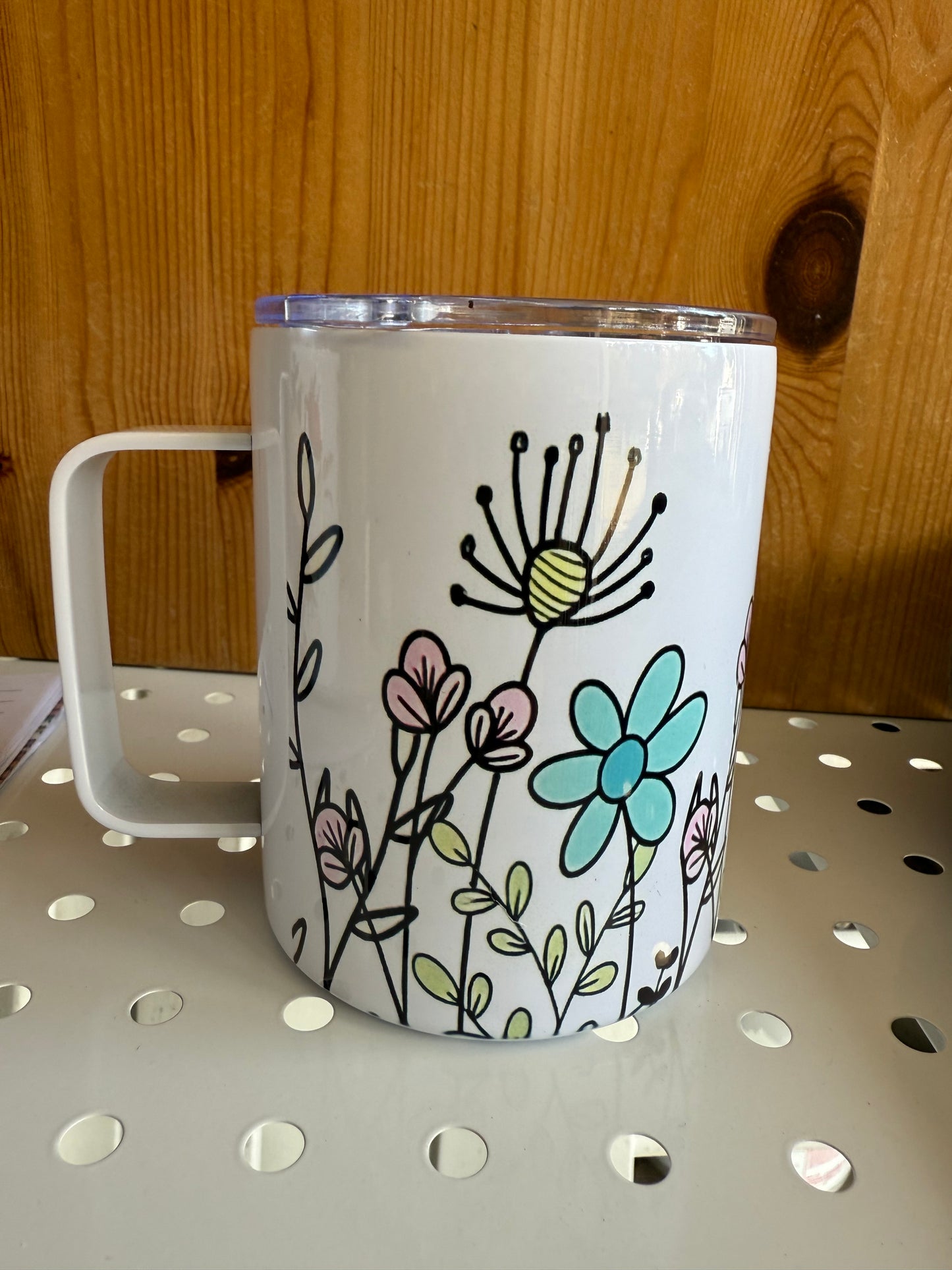 Floral Travel Mug with Handle – Insulated Coffee Tumbler with Lid