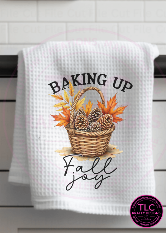 Baking Up Fall Joy – Autumn Pinecone & Leaves Kitchen Towel 🍂🥧