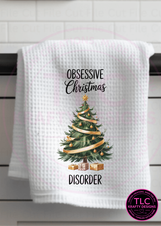 Obsessive Christmas Disorder Kitchen Towel – Funny Holiday Tree Gift