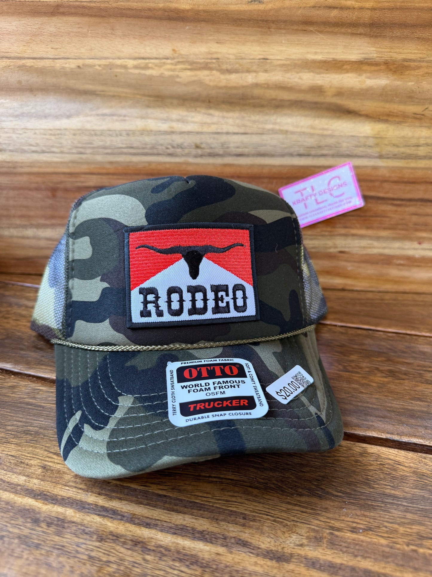 Camo Rodeo Trucker Hat – Embroidered Western Patch