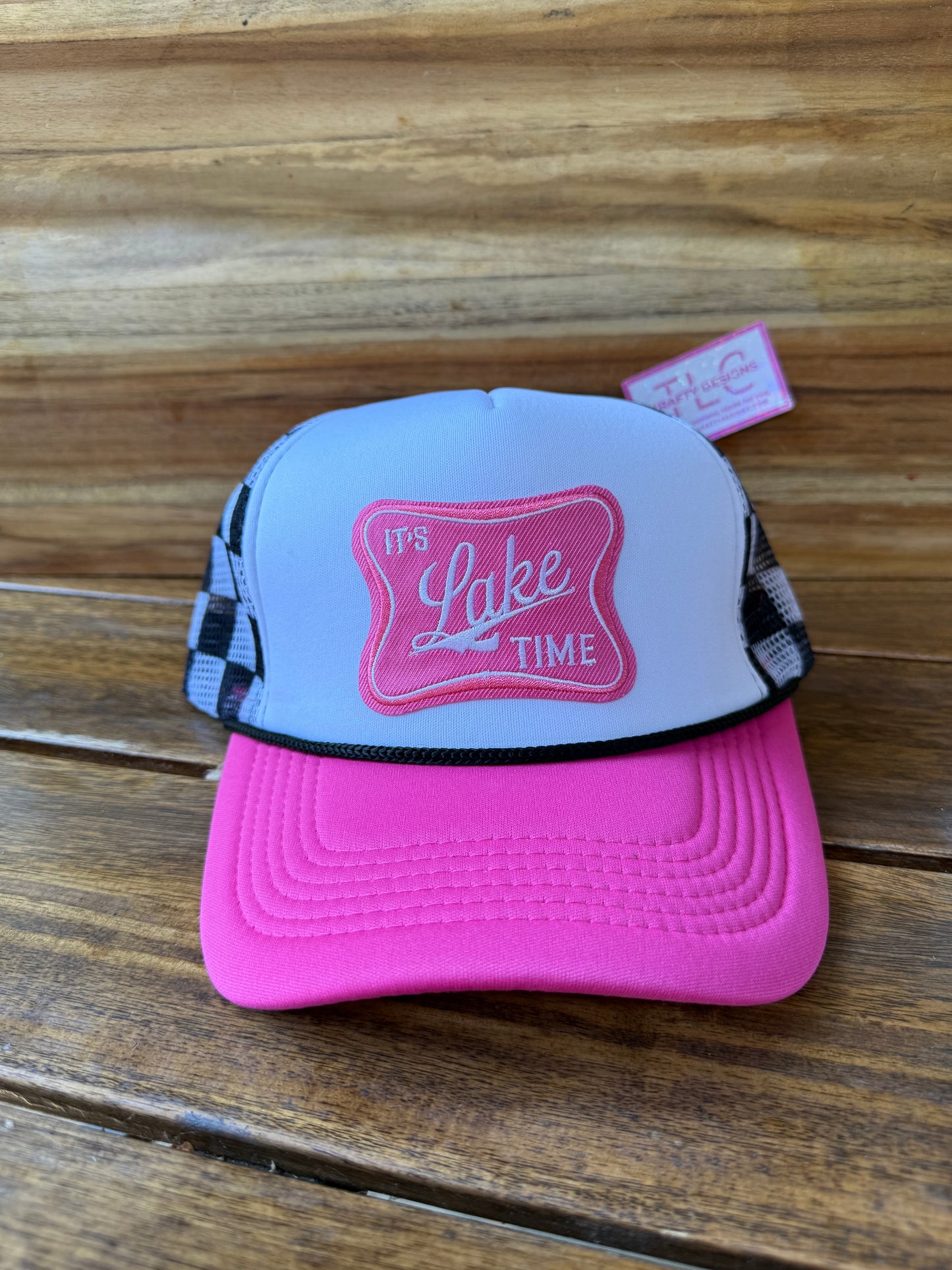 It’s Lake Time Trucker Hat – Pink & Buffalo Plaid Summer Vibes
