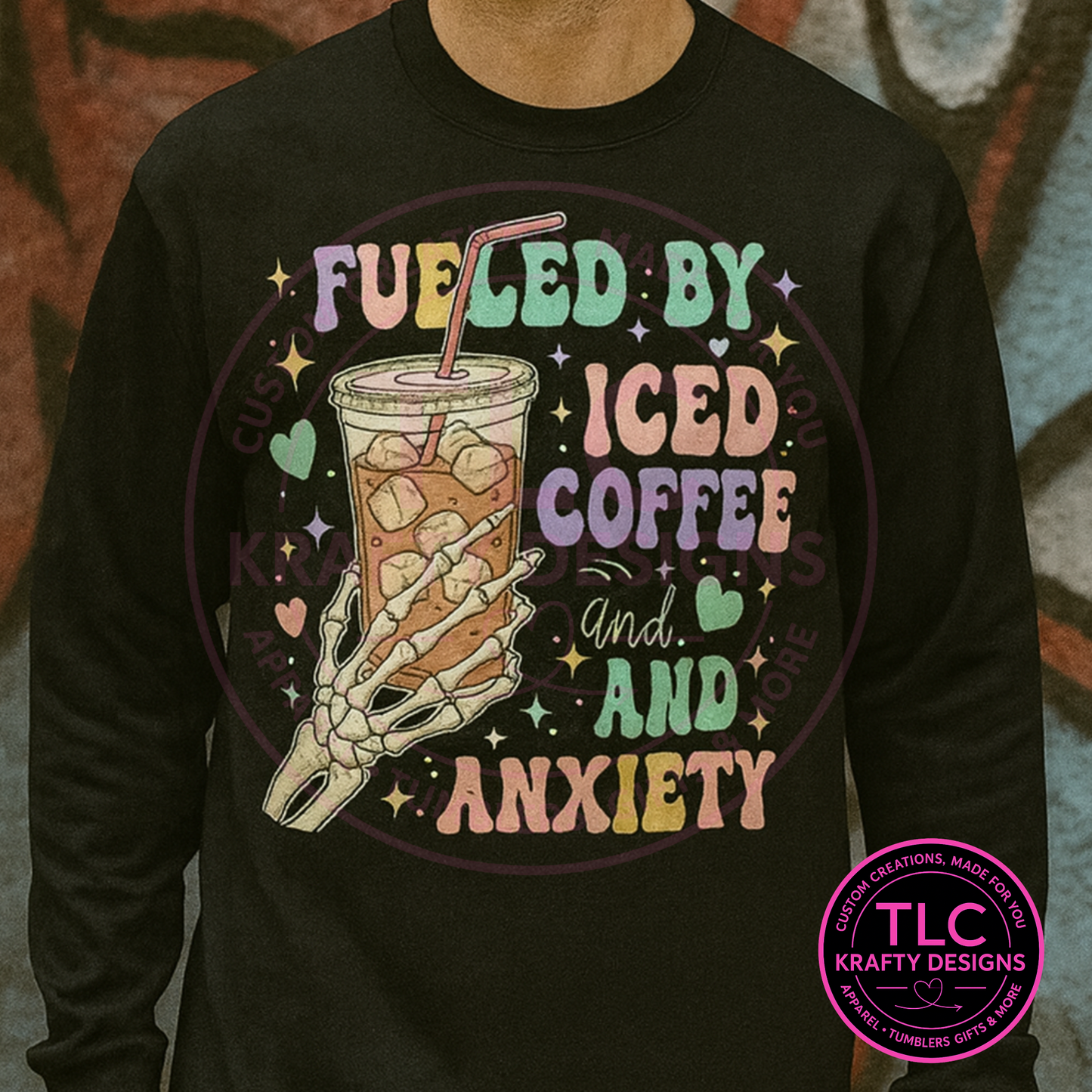 Fueled by Iced Coffee and Anxiety Shirt – Funny Coffee Lover Tee