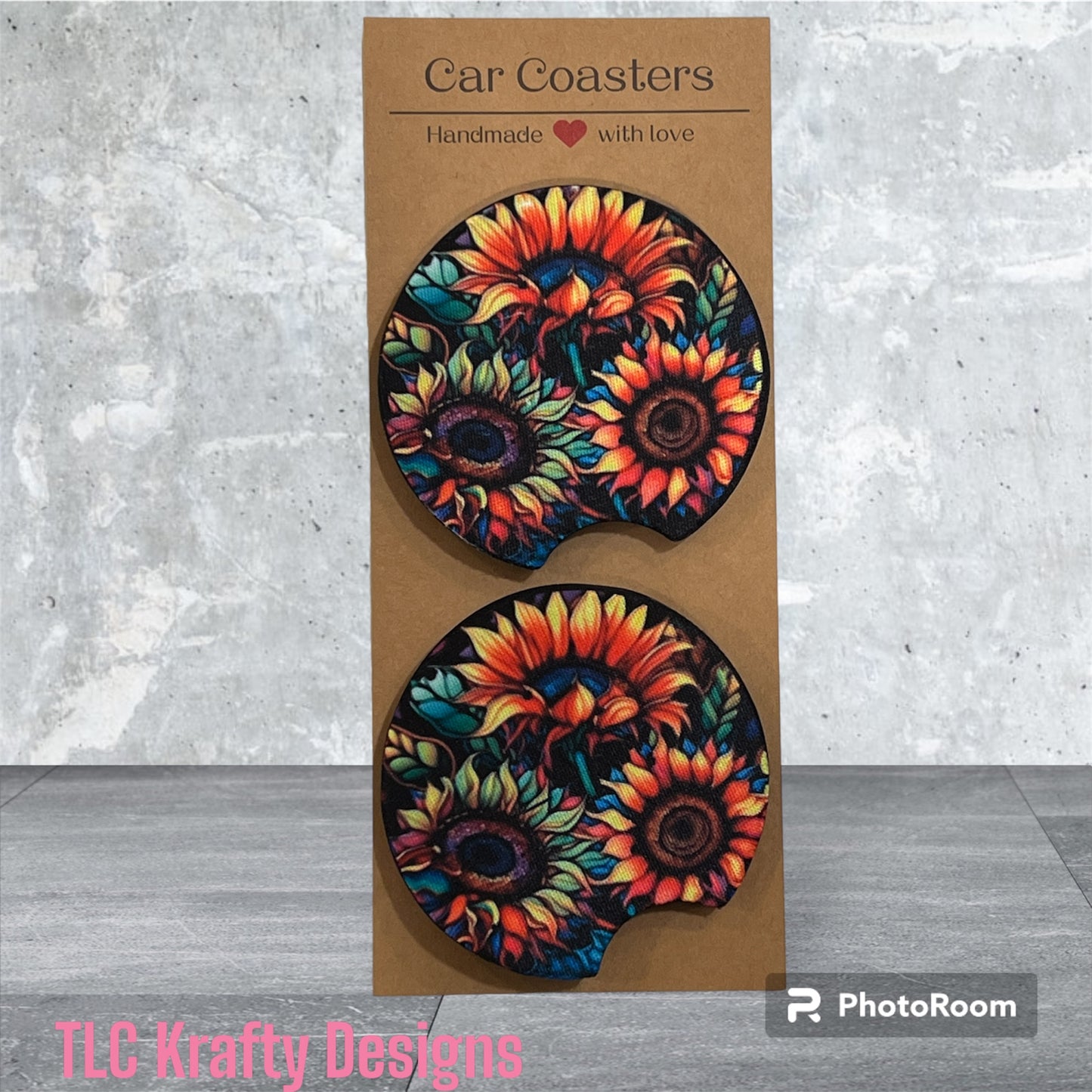 Vibrant Sunflower Sublimation 2.75" Car Coasters