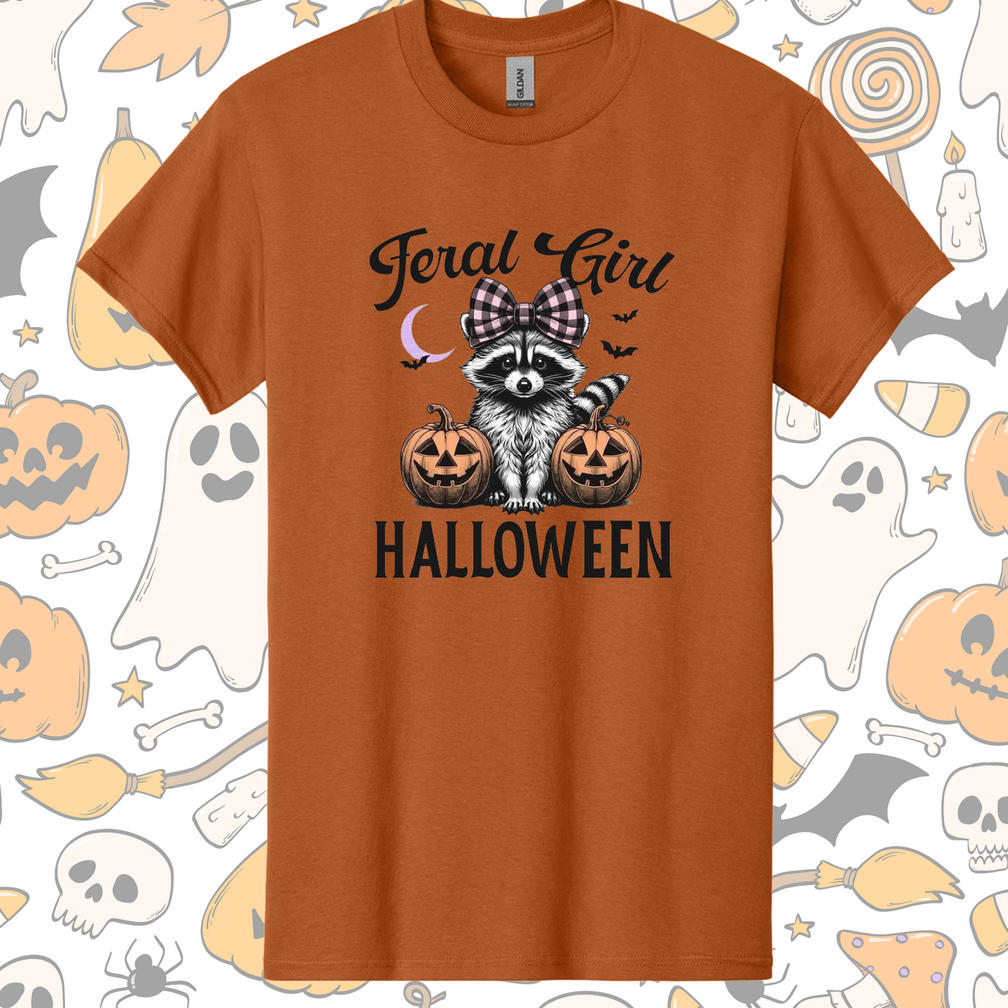 Feral Girl” Raccoon Halloween Tee