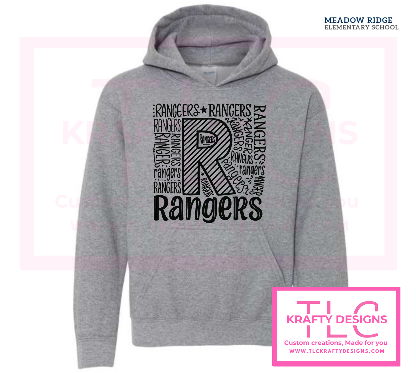 Ranger Hand-Lettered R Sweatshirt: Meadow Ridge School Spirit