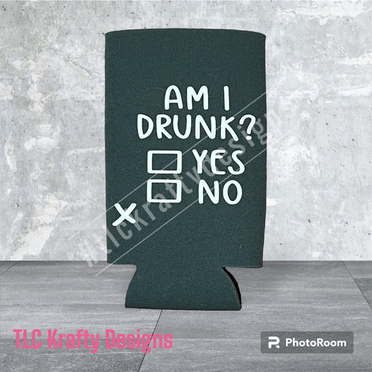 Funny Drunk Koozie – Am I Drunk? Yes No Checklist Can Cooler – Party Favor – Tailgate Accessory – Gag Gift for Friends