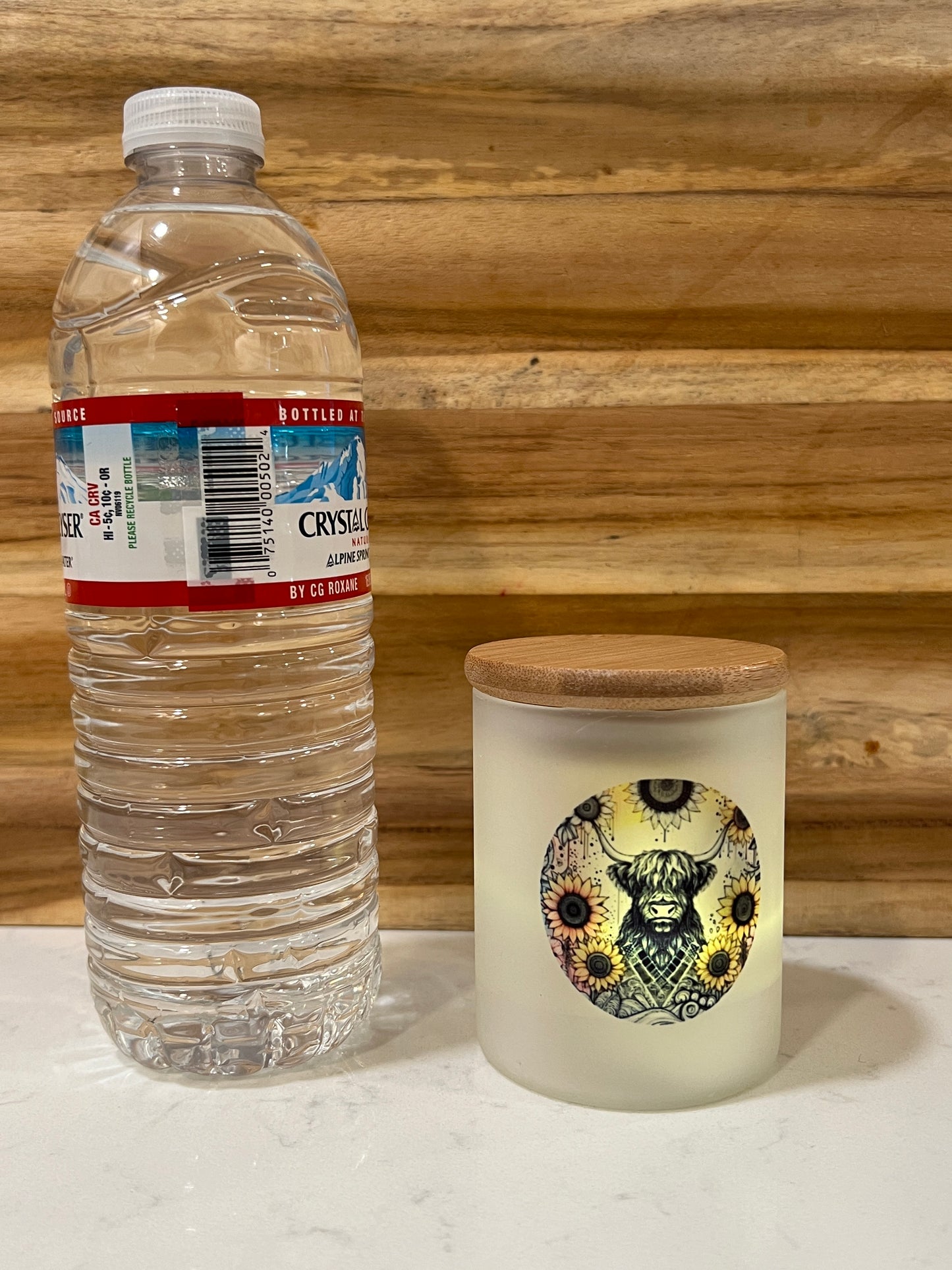 Highland cow surrounded by Sunflowers 10oz Candle / Trinket Container