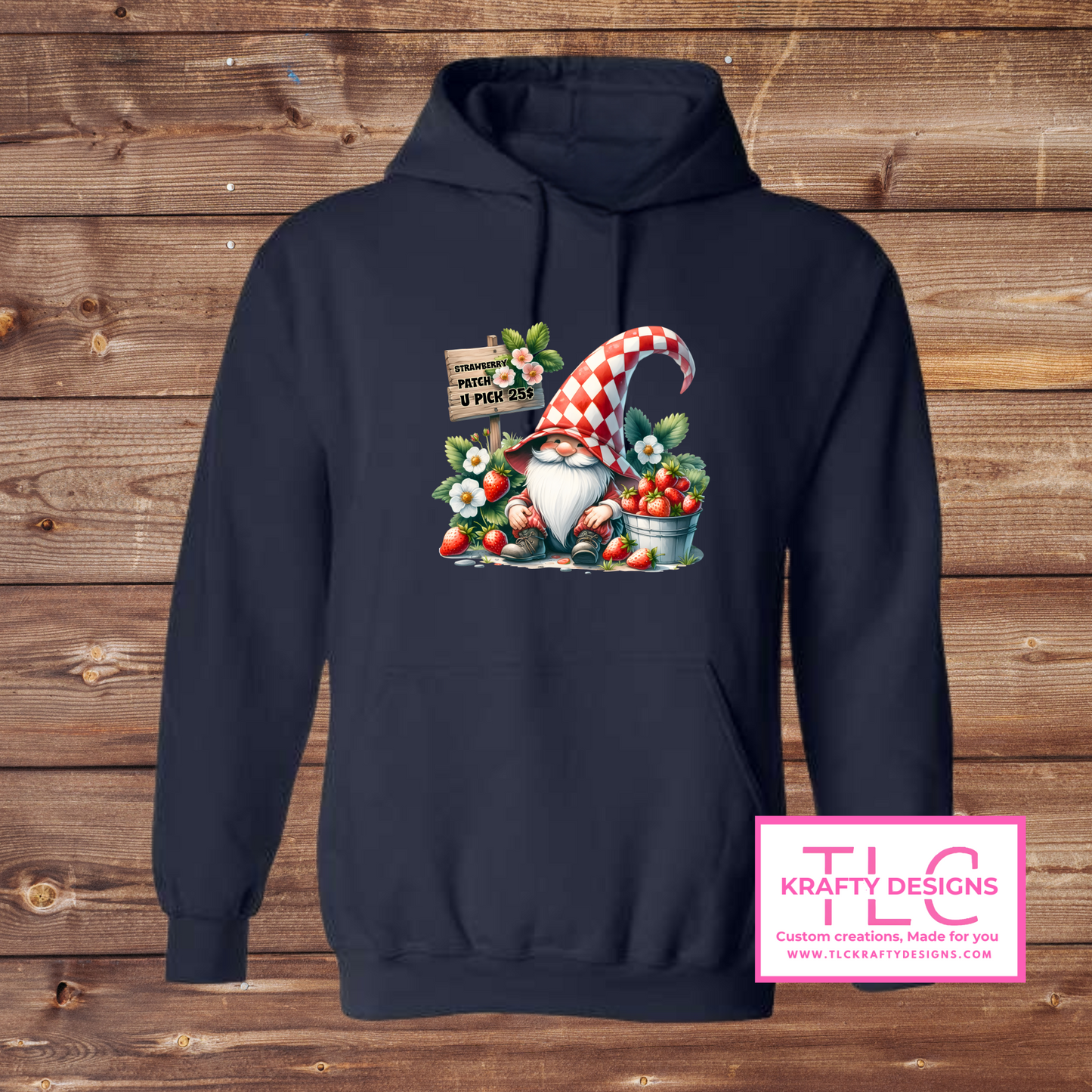 Strawberry Patch Gnome β U-Pick Berry Crewneck & Hoodie