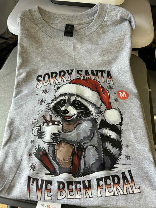 Sorry Santa Feral Raccoon Shirt – Funny Christmas Tee or Long Sleeve