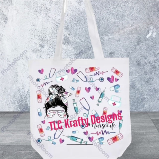 Nurse Logo with Nursing Instruments Canvas Tote