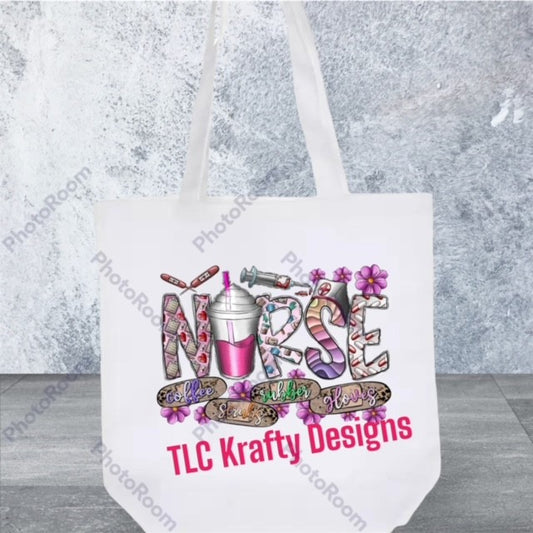Nurse Profession Theme Canvas Tote