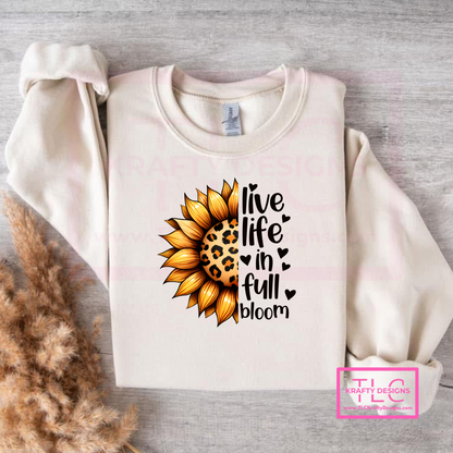 Live Life in Full Bloom – Sunflower Leopard Print Sweatshirt