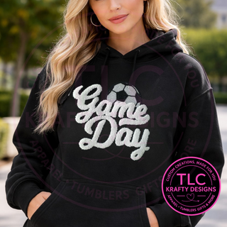 Game Day Soccer Chenille Patch Sweatshirt or Hoodie – Soccer Mom Game Day Apparel Preorder