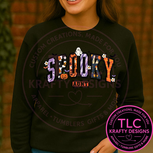 Spooky Aunt Shirt – Short Sleeve or Long Sleeve Tee | Halloween Auntie Shirt | Funny Aunt Gift | Cute Spooky Season Top