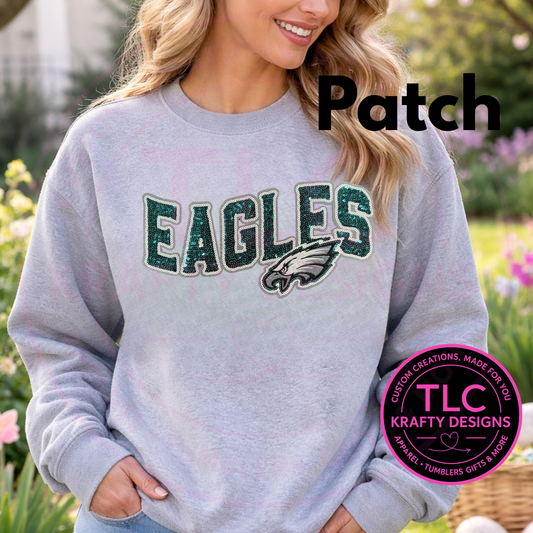 Eagles Sequin Patch Sweatshirt or Hoodie – Unisex Team Apparel