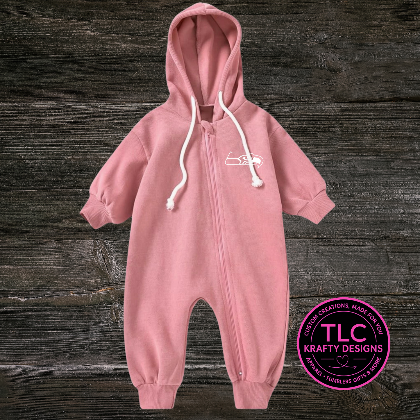 Seattle Football Infant Hooded Zip Romper | Cozy Game Day Baby Outfit