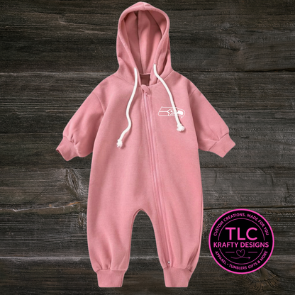 Seattle Football Infant Hooded Zip Romper | Cozy Game Day Baby Outfit
