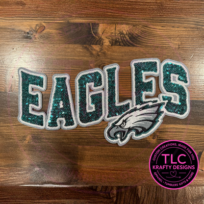 Eagles Sequin Patch Sweatshirt or Hoodie – Unisex Team Apparel