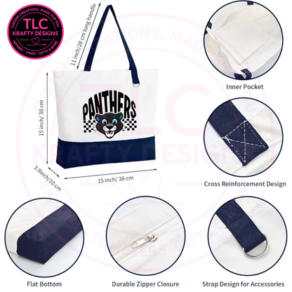 Maplewood Heights Panthers Zippered Canvas Tote Bag – School Spirit Bag