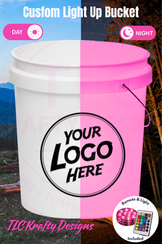 Personalized White LED Bucket with Lid | Custom UVT Design + Seat Lid Upgrade (Camping, Fishing, Gifts)