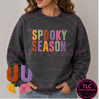 Spooky Season Fuzzy Iron-On Patch, Large Halloween Patch, Oversized Fuzzy Patch, Heat Press Patch for Sweatshirts, Jackets & Bags