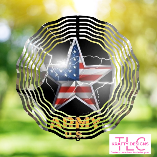 U.S. Army American Flag Star Wind Spinner – Patriotic Outdoor Decor