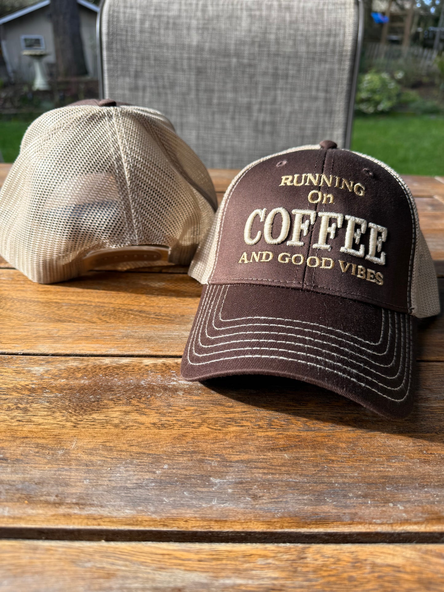 Running on Coffee and Good Vibes Embroidered Hat