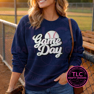 Game Day Chenille Patch Sweatshirt, Baseball Game Day Sweatshirt, Sports Mom Sweatshirt