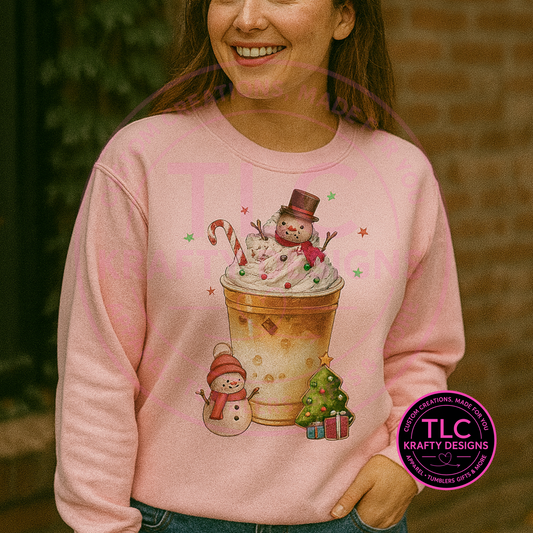 Christmas Iced Coffee Sweatshirt – Cute Snowman Holiday Pullover