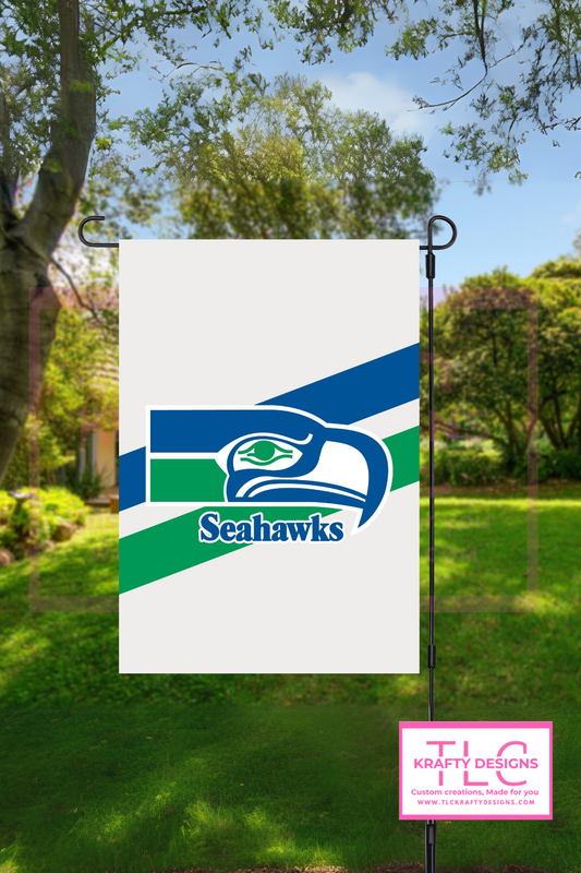 Pacific Northwest Football Garden Flag – Blue & Green Hawk-Inspired Design