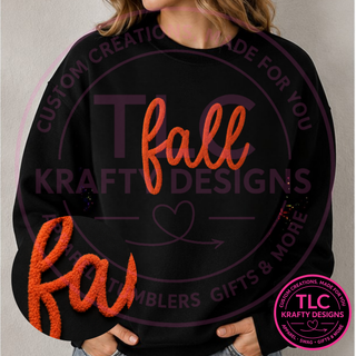 Fall Fuzzy Patch Sweatshirt, Fall Crewneck or Hoodie, Autumn Script Sweatshirt, Cozy Fall Apparel