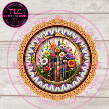 Book Lover Wind Spinner, Floral Library Garden Spinner, Reading Lover Outdoor Decor, Bookworm Gift, Literary Garden Art, 10 Inch Double Spinner