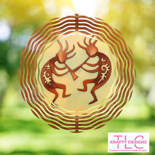 Tribal Dancers 10” Wind Spinner – Copper-Style Double-Sided Metal Garden Art
