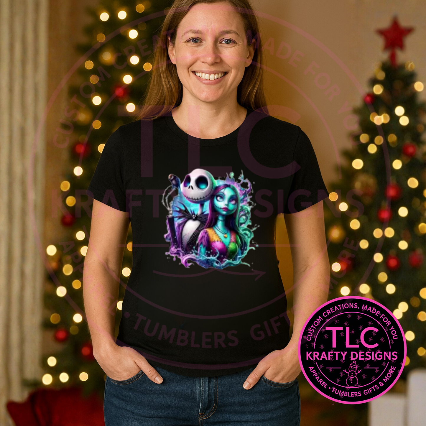 Jack and Sally Glow-Inspired T-Shirt - Nightmare Christmas Long or Short Sleeve Tee CK