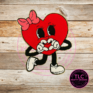 XL Fuzzy Heart Chenille Patch – Valentine Iron-On / Sew-On Applique CK