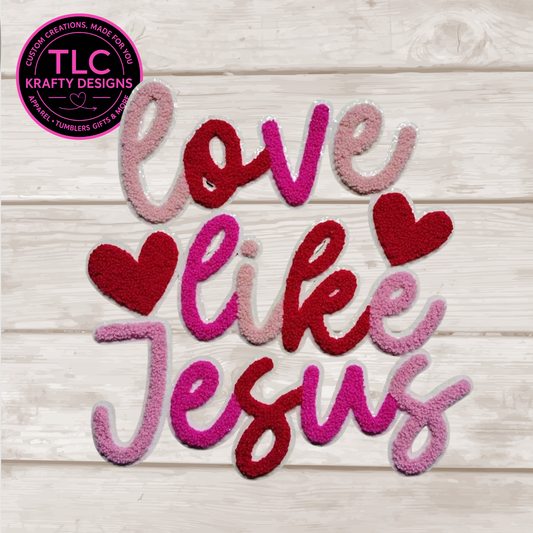 Love Like Jesus Pink and Red Chenille Patch – Faith Iron-On / Sew-On Applique