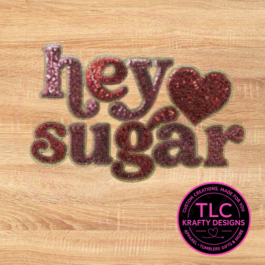 XL Hey Sugar Chenille Patch – Valentine Iron-On / Sew-On Applique CK