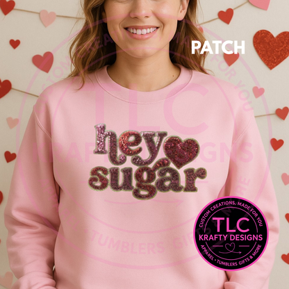XL Hey Sugar Chenille Patch – Valentine Iron-On / Sew-On Applique CK