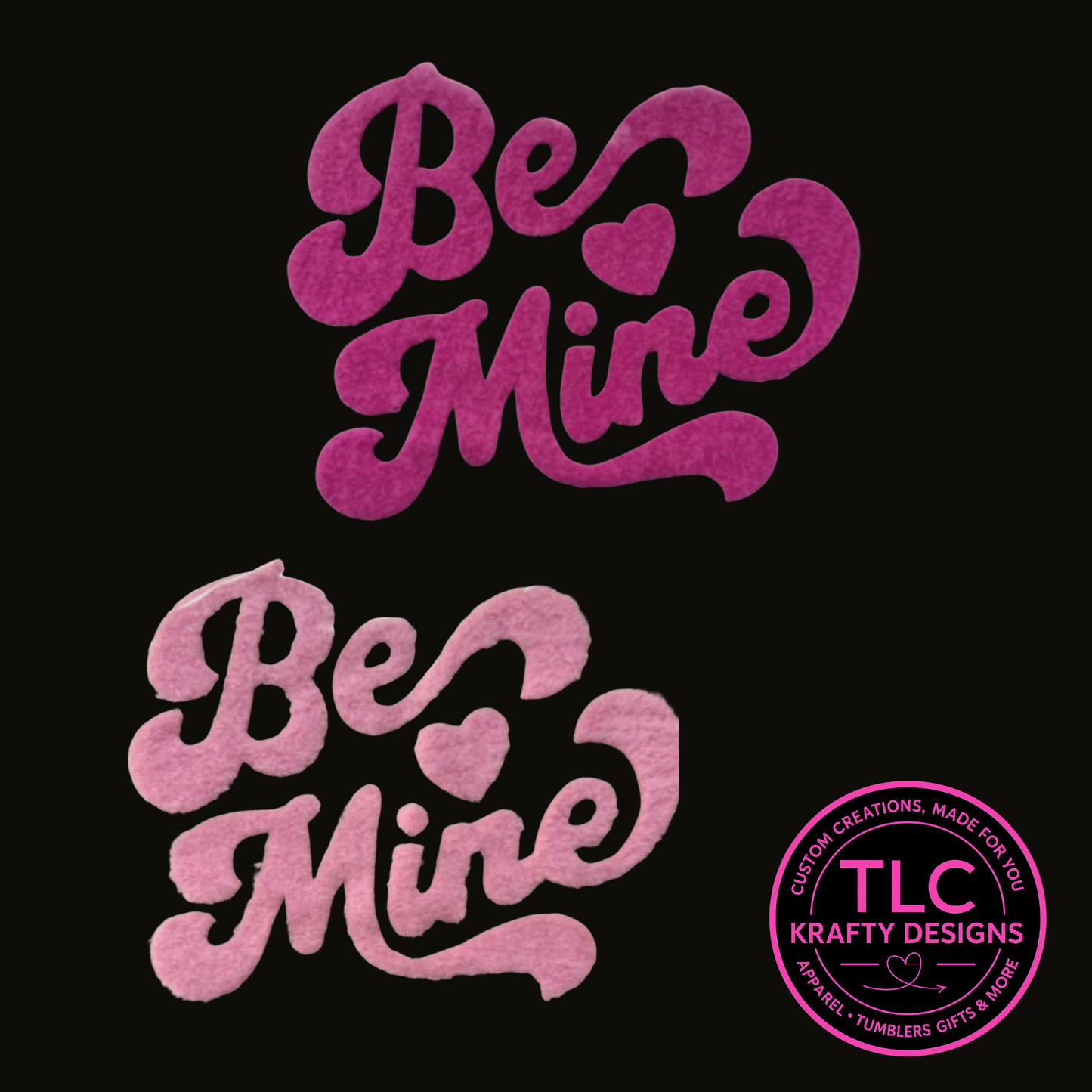 XL Fuzzy Be Mine Chenille Patch – Valentine Iron-On / Sew-On Applique CK