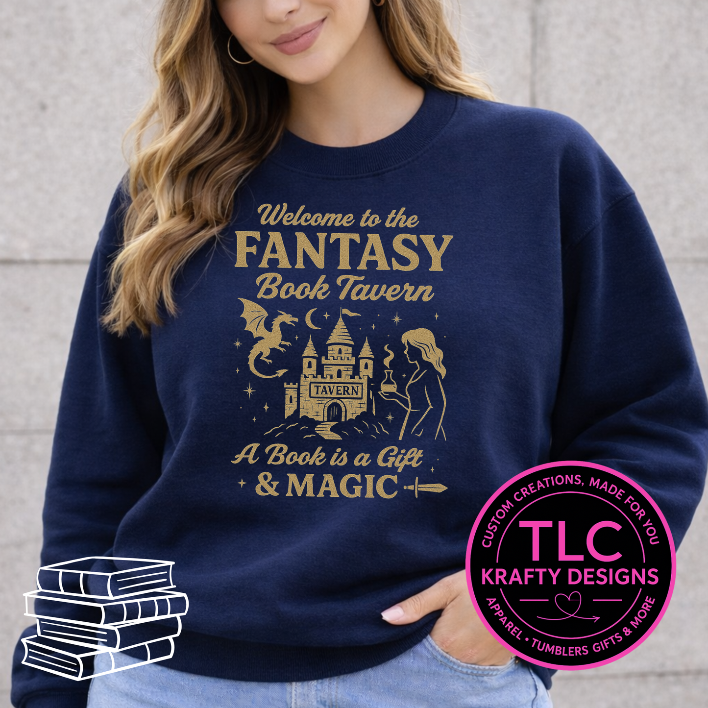 Fantasy Book Tavern Graphic Apparel - Book Lovers Design