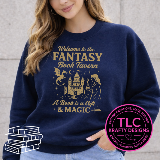Fantasy Book Tavern Graphic Apparel - Book Lovers Design