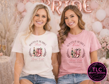 Boots and Bubbly Social Club Shirts - Bachelorette VIbes Apparel CK